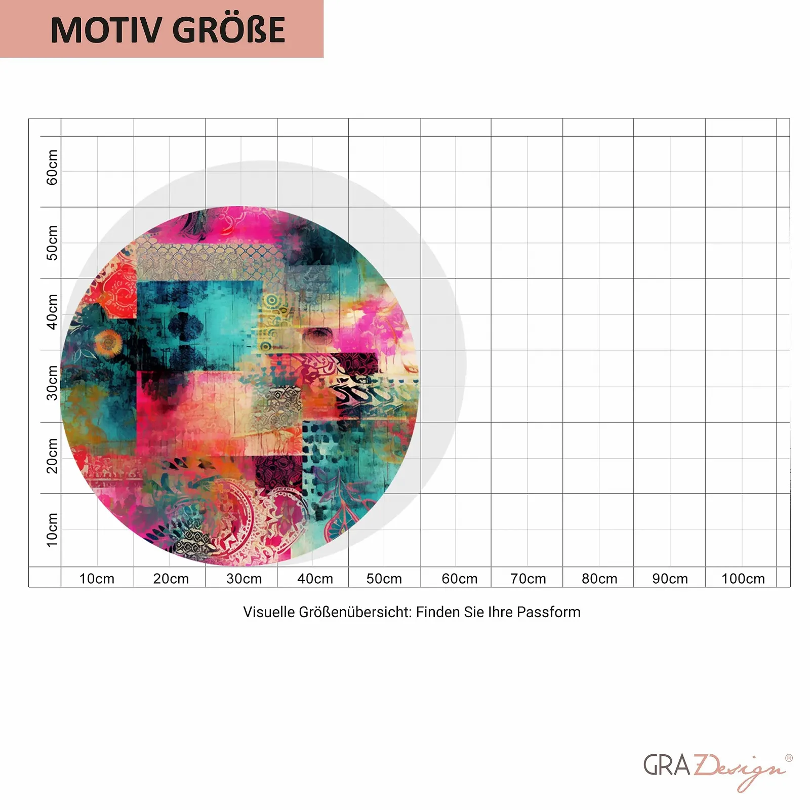 Наклейка на стіну GRAZDesign Круглий візерунок Бірюзова Boho Vintage 50 x 50 см, фото №4