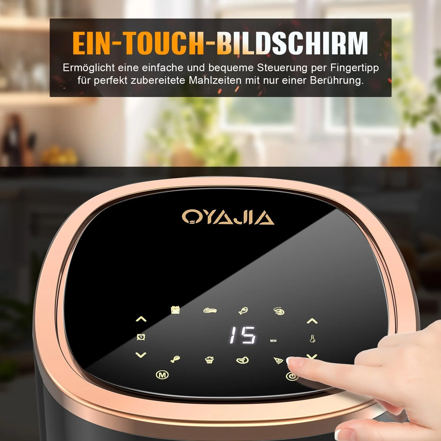 Мультипіч 6L Airfryer 8 програм Rapid Air Technology сенсорний екран оглядове вікно чорна, фото №5 Мультипіч 6L Airfryer 8 програм Rapid Air Technology сенсорний екран оглядове вікно чорна, фото №5