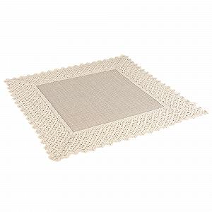 Скатертина Вигляд льону з мереживом Щільна Захист від плям 60 x 60 см synthetic.ua - Фото 1