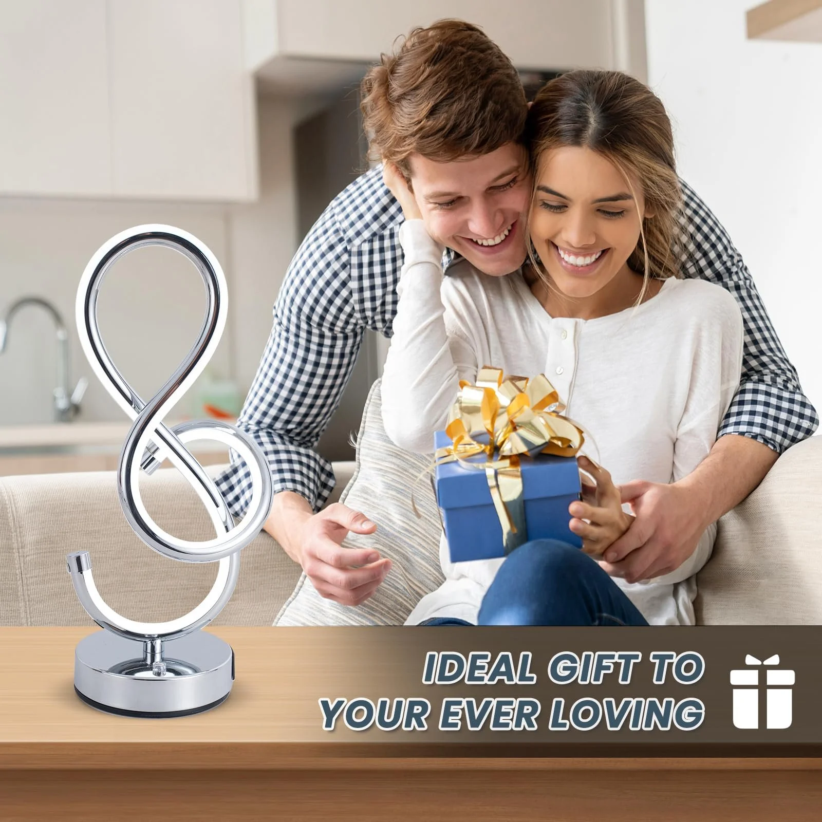 Настільна лампа LED спіральна сенсорна з регулюванням яскравості USB Type-C срібляста, фото №8