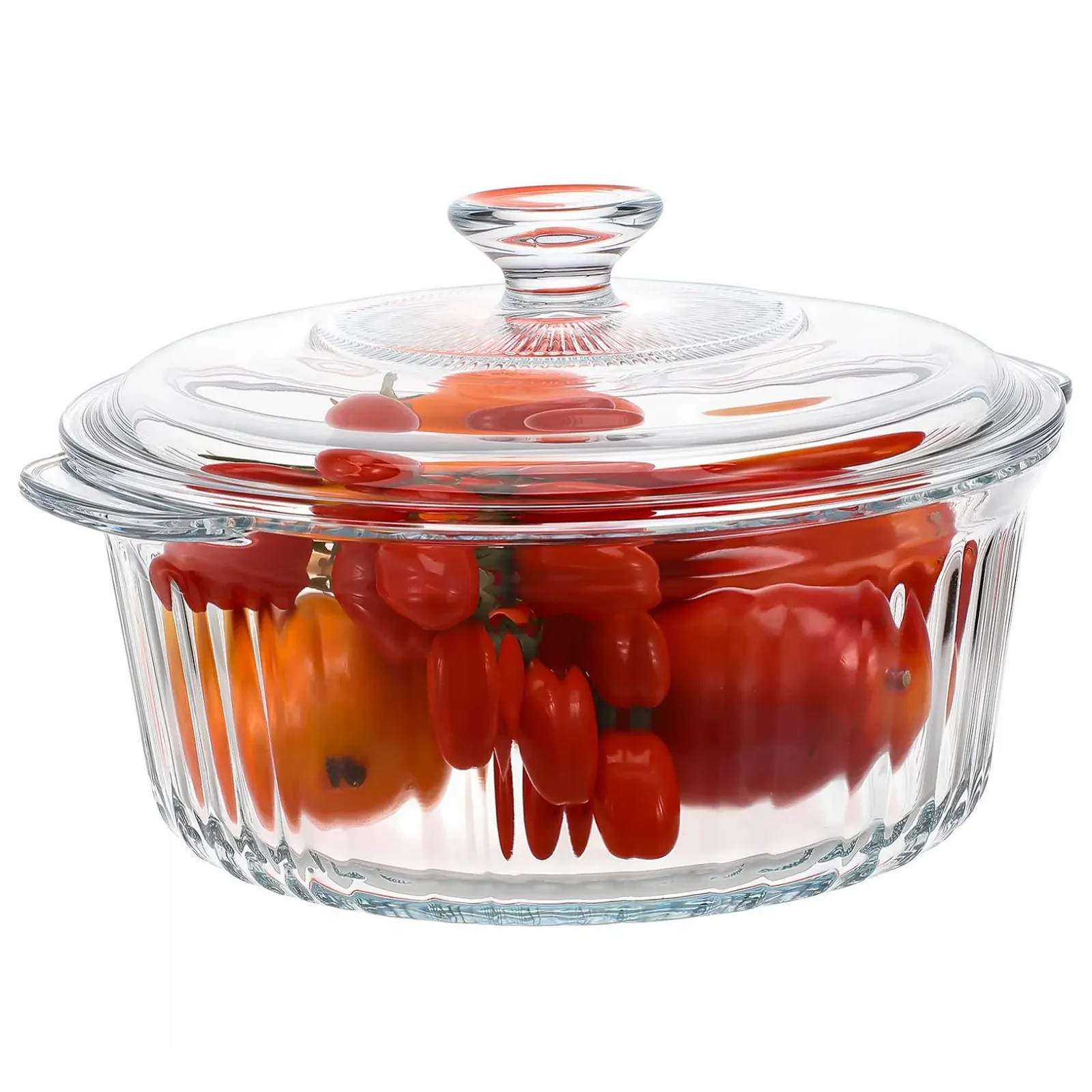 Стеклянная форма для запекания TOYANDONA круглая с прозрачной крышкой термостойкая, фото №1