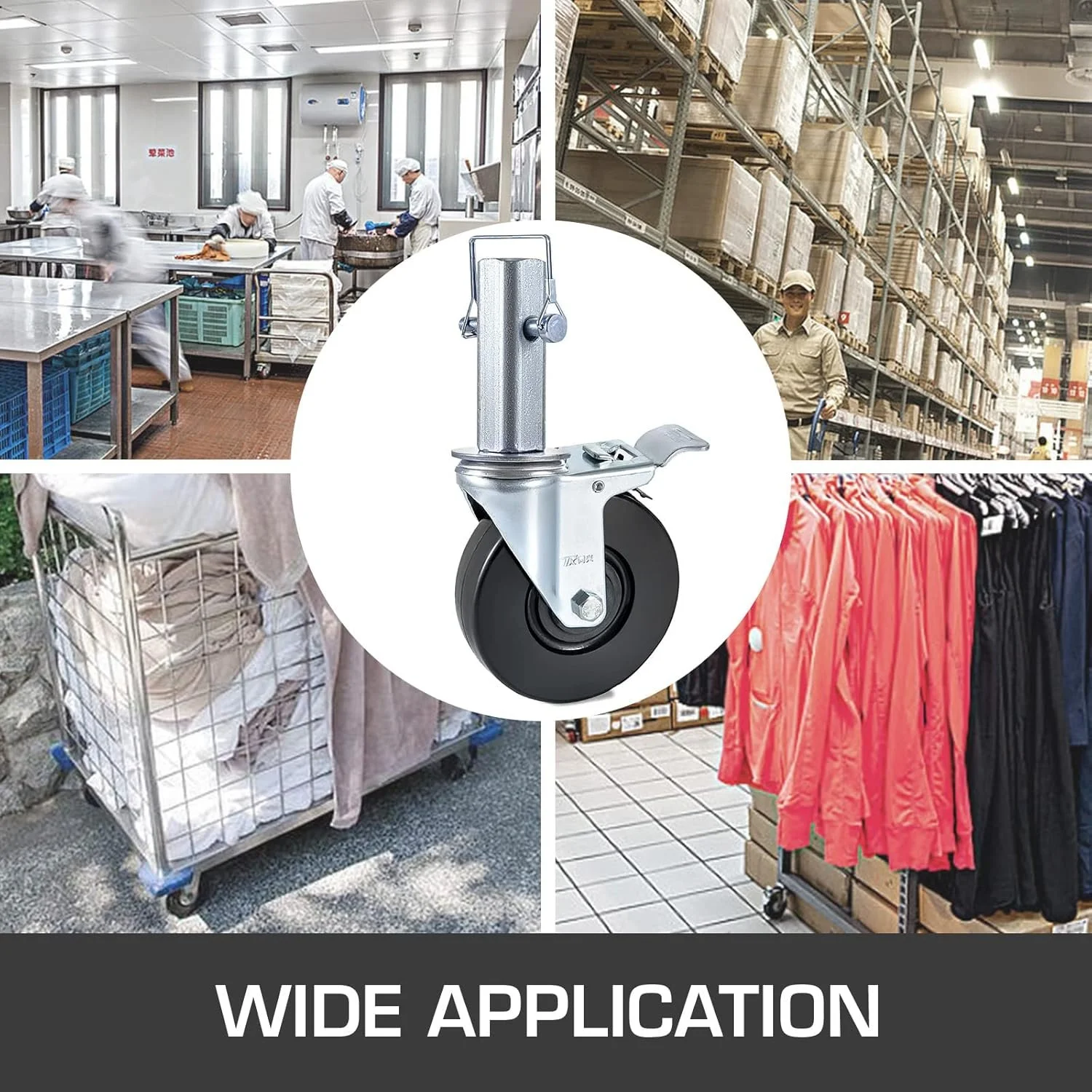 Колеса для риштувань VEVOR Baker Метал / Поворотні / Транспортні / Чорні, фото №8