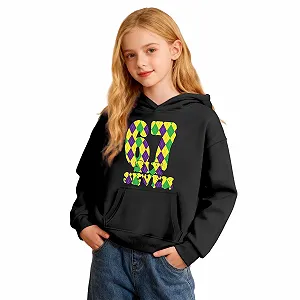 Пуловер для девочки 67 с карнавальным узором, мягкий флисовый пуловер с карманами - Фото 1