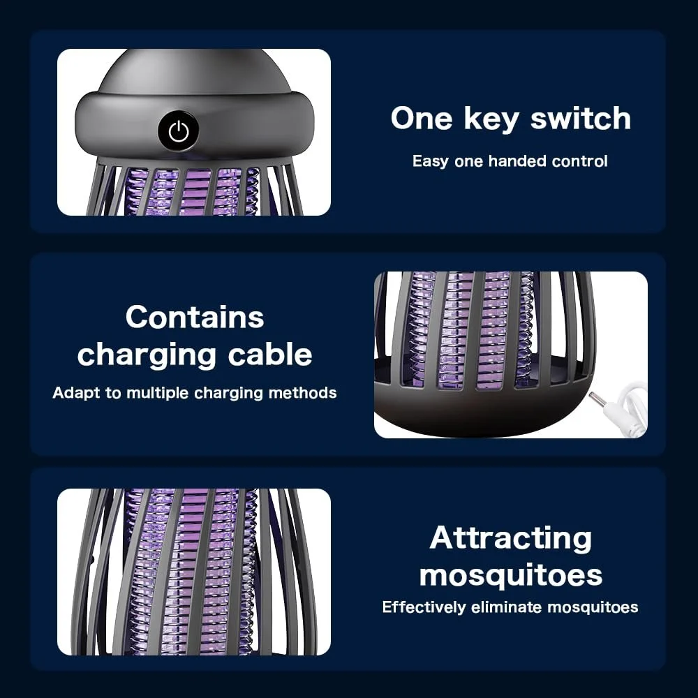 Электрический уничтожитель насекомых Mosquito Trap UV LED Аккумуляторный Портативный Черный, фото №3