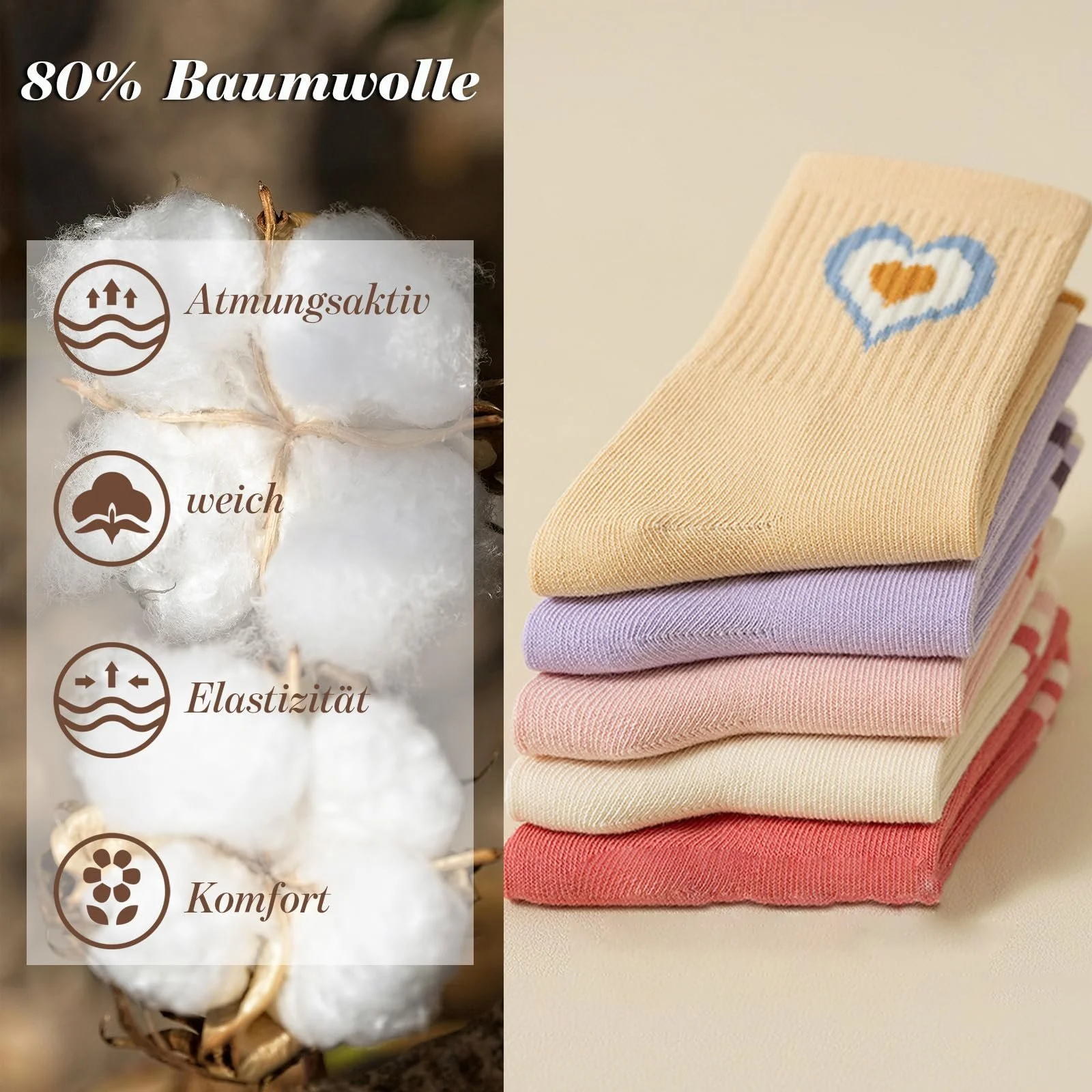 Шкарпетки тенісні Кольорові з сердечками Жіночі 38-42, фото №3