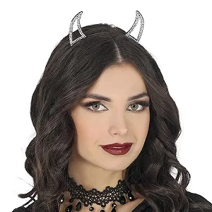 Обруч Рожки дьявола Блестящий Серебряный - Фото 1