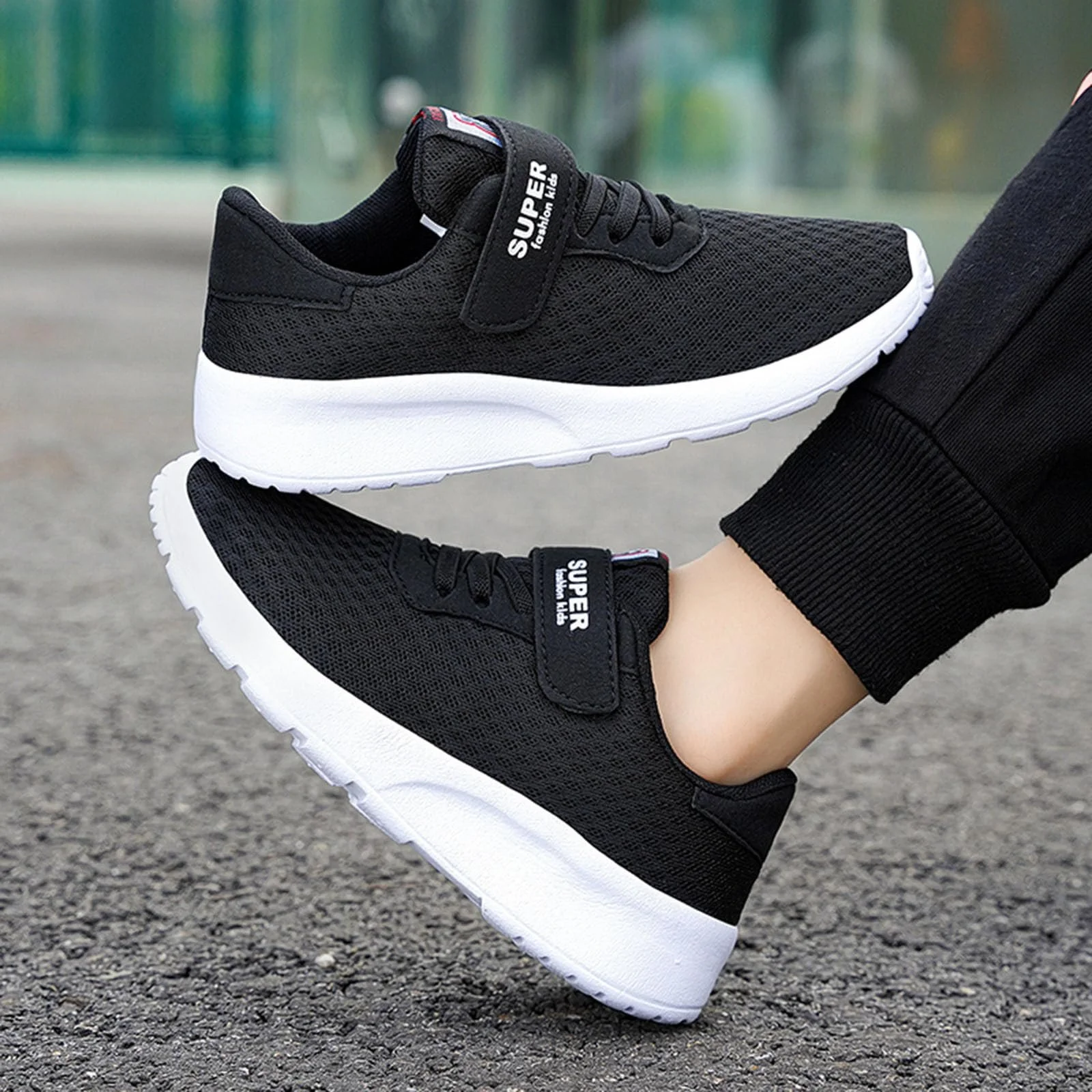 Кроссовки для мальчиков и девочек Нескользящая спортивная обувь Детские сетчатые комнатные кроссовки с застежкой Дышащие детские кроссовки Спортивная обувь Теннисные туфли Детская обувь, фото №2