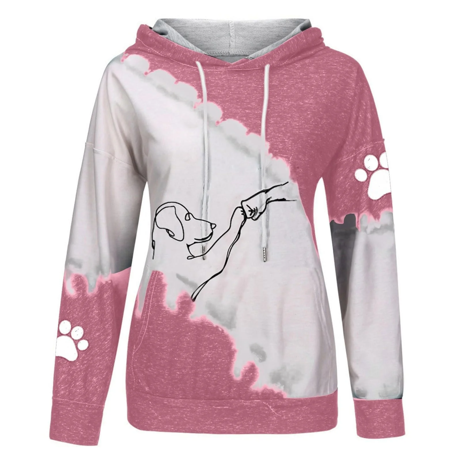 Худи Oversize Женский с капюшоном Oversized Длинный рукав однотонный Свитшот Спортивный для города и природы, фото №2