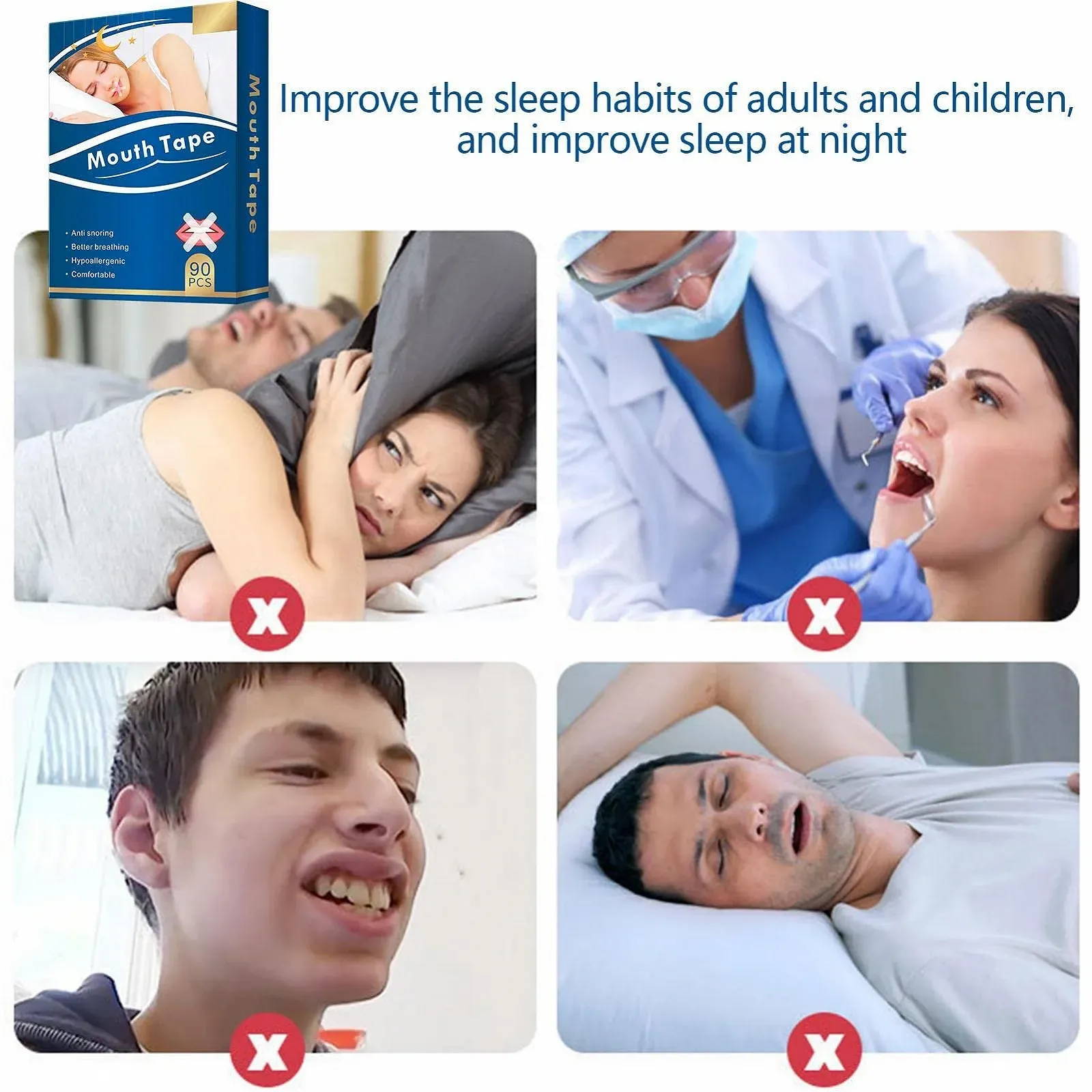 Смужка для рота проти хропіння Покращена М'яка смужка для рота для носового дихання, фото №3 Смужка для рота проти хропіння Покращена М'яка смужка для рота для носового дихання, фото №3