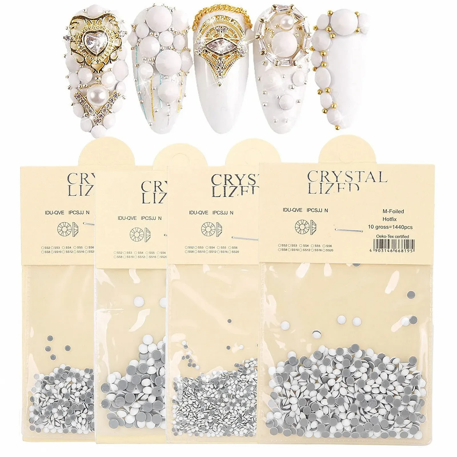 Стрази для нігтів Круглі-перлини 4 пакетики, фото №7