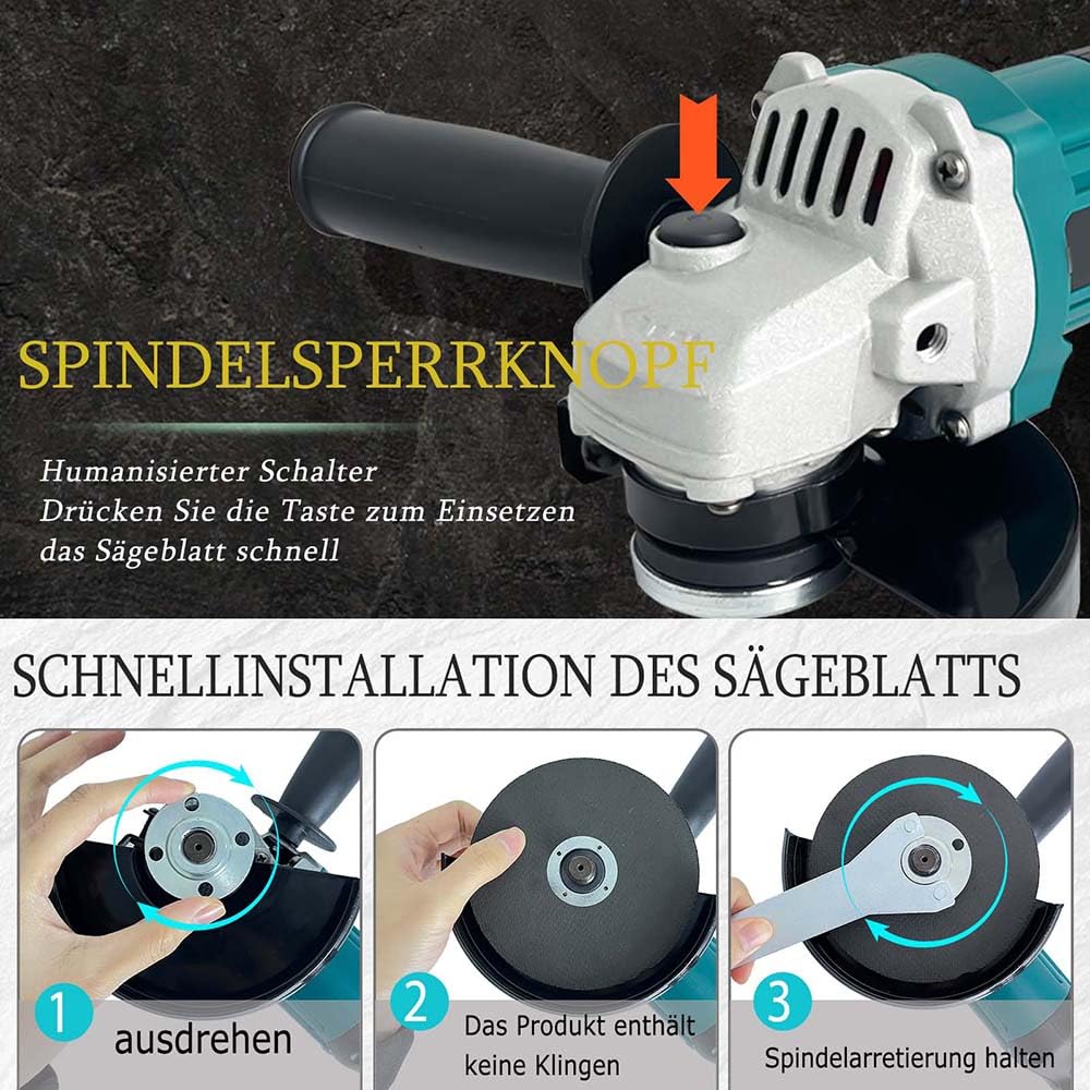 Аккумуляторная угловая шлифмашина 125 мм Makita 18 В BL1830 Бесщеточная 11000 об/мин, фото №4