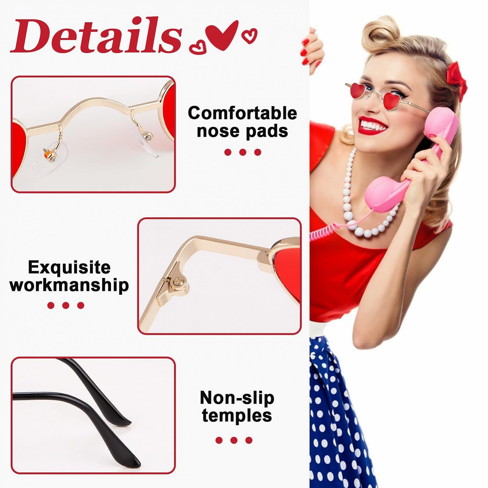 Сонцезахисні окуляри Kiiwah у формі серця, маленькі, унісекс, ретро, металева оправа, фото №4