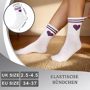 Женские теннисные носки Белый цвет, 4 пары, размер 39-42, спортивные носки в полоску с сердечками, теннисные носки, дышащие хлопковые носки для женщин synthetic.ua - Фото 1