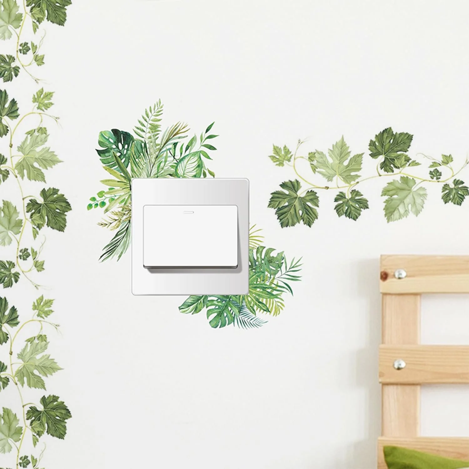 Наклейки на стіну Зелене листя та рослина 3 шт. PVC Зелений, фото №3