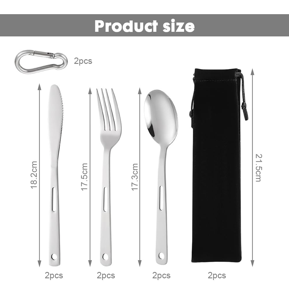 Набір столових приборів Wzhtuzi Outdoor Titanium 3-Piece для кемпінгу та подорожей з ножем, виделкою, ложкою та чохлом, фото №7
