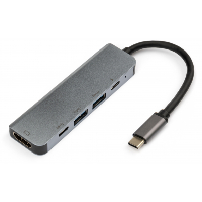 Концентратор Vinga Type-C to 4K HDMI+2*USB3.0+PD+USB-C 3.1 Gen1 aluminum VCPHTC5AL, фото №1