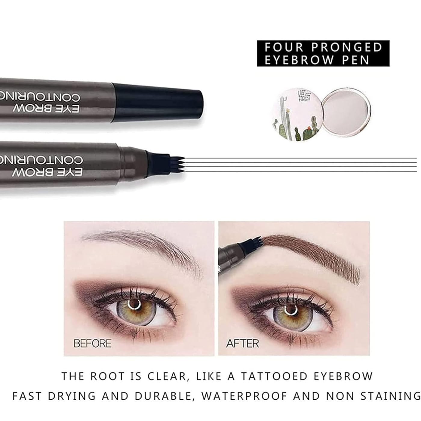 Олівець для брів Lumentes Waterproof 3D Microblading Tattoo Pen 4 Fork Tips Light Brown, фото №6 Олівець для брів Lumentes Waterproof 3D Microblading Tattoo Pen 4 Fork Tips Light Brown, фото №6