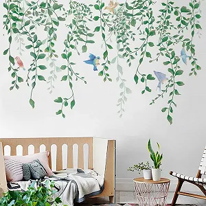 Наклейка на стіну Runtoo Рослини та птахи вінілова synthetic.ua - Фото 1