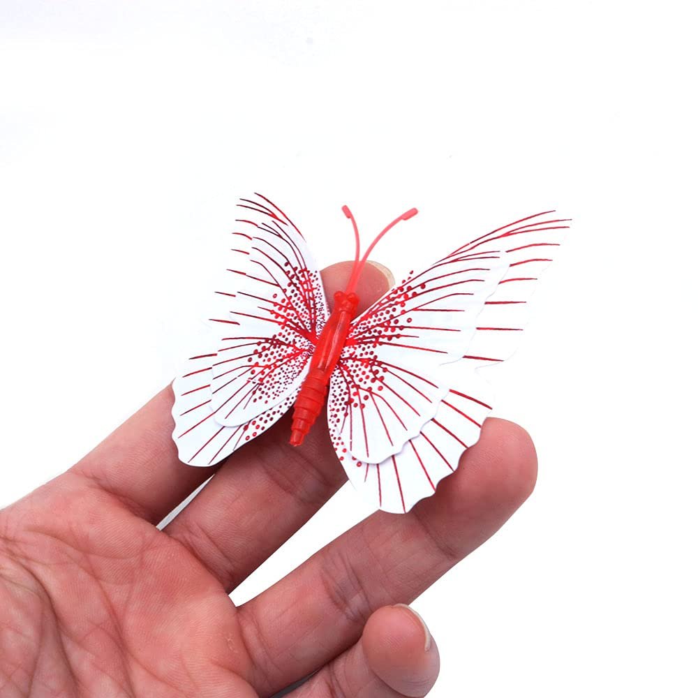 Наклейки на стену Бабочки 3D с магнитом 24 шт. Красные, фото №3