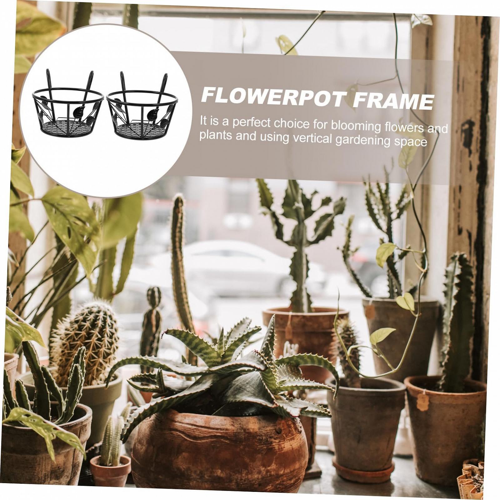 Підставки для рослин HEMOTON 2 шт залізні для балконних перил, фото №7