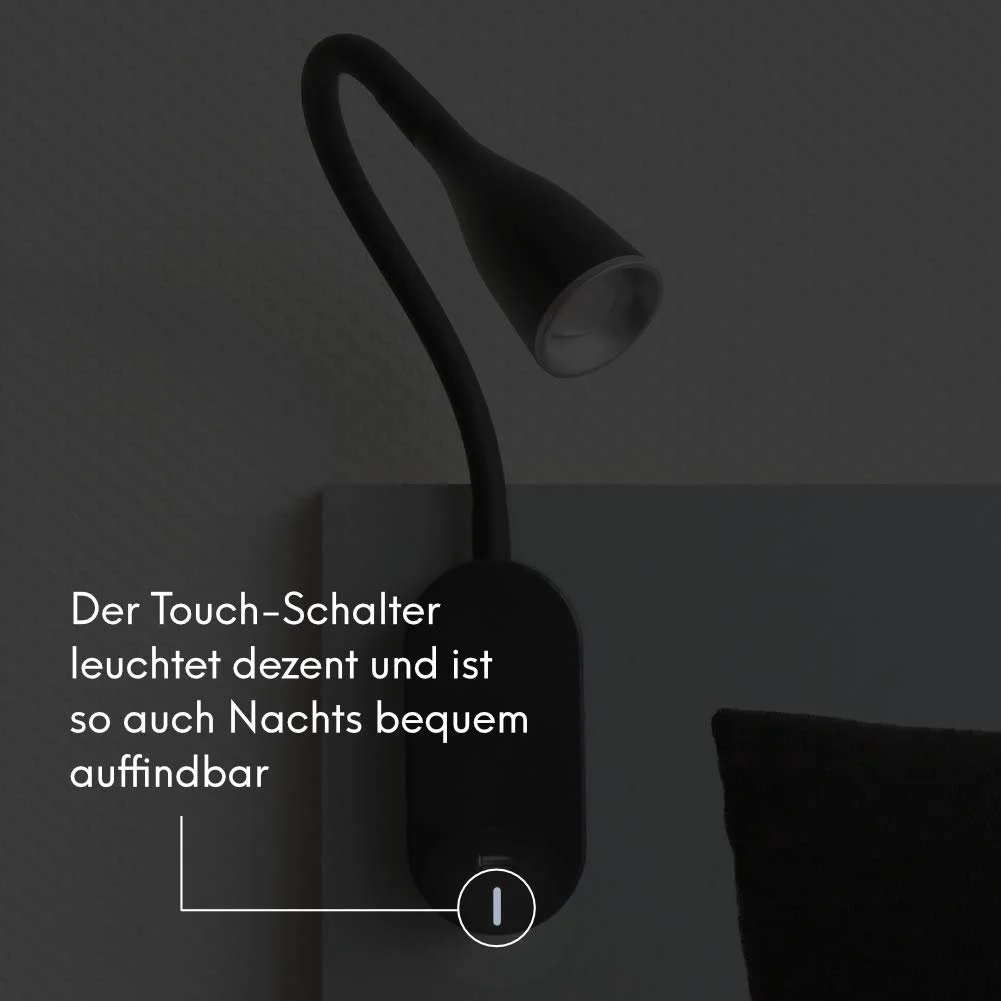 Настільна лампа kalb Material für Möbel Tulipano II Bed Light 4.5 W LED Reading Light USB Charging Station Біла, фото №9