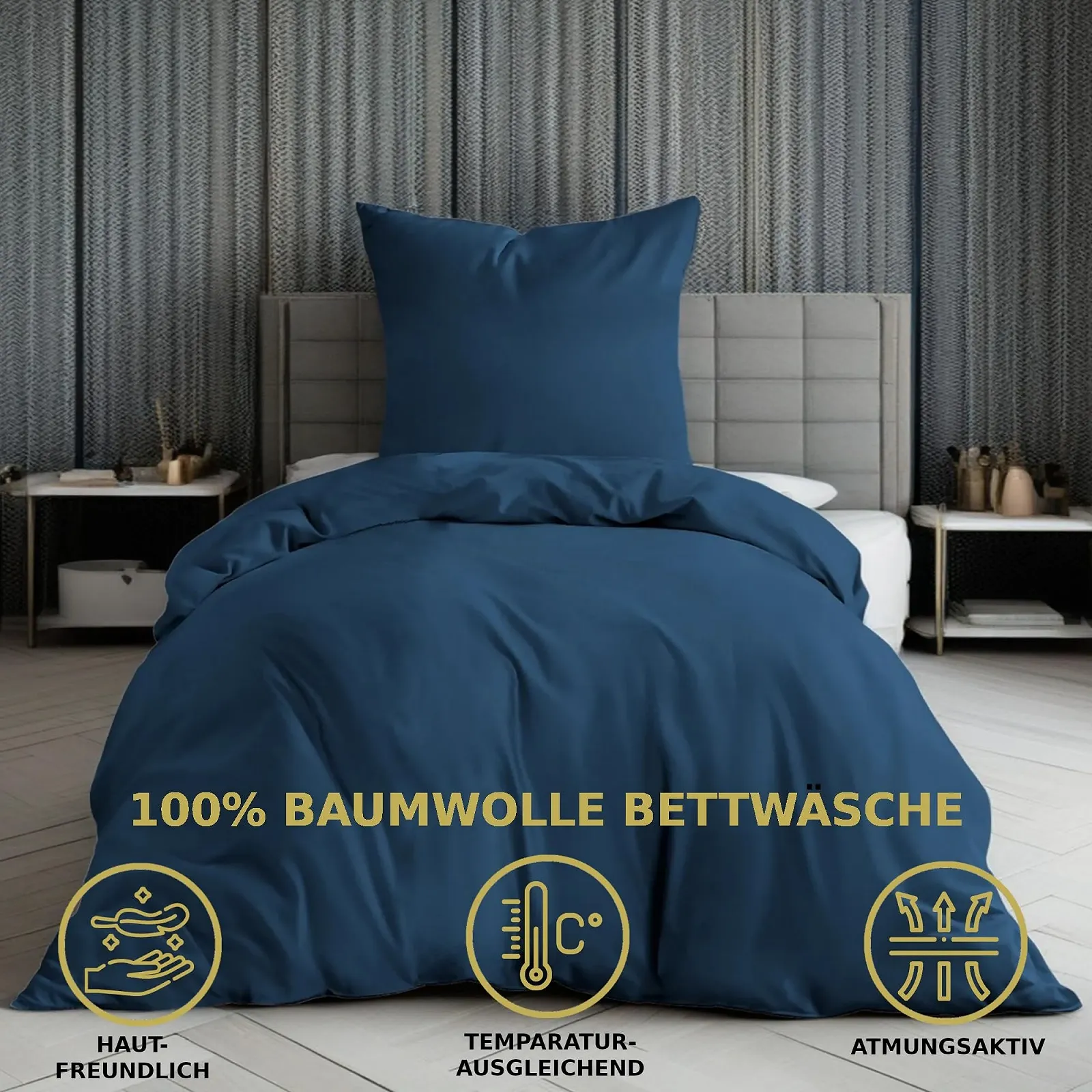 Постельное белье MALIKA 135 x 200 см + 80 x 80 см, хлопок, Renforcé, Oeko-Tex, на молнии Однотонное, фото №2