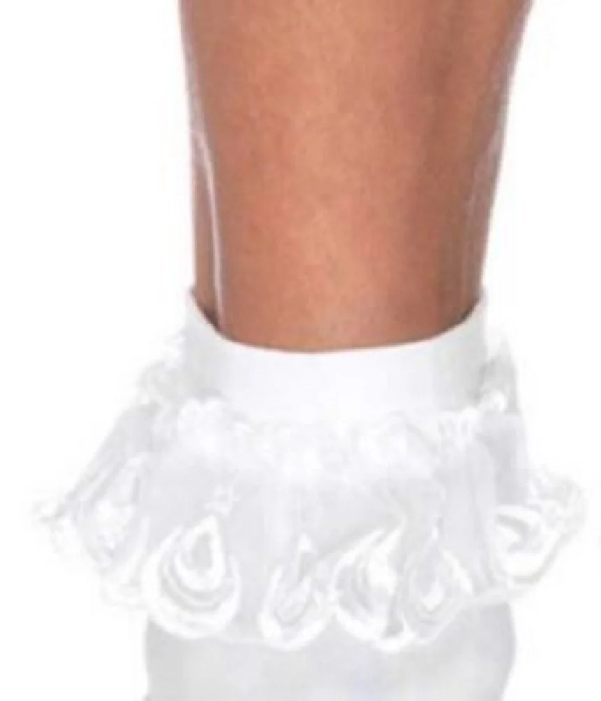 Носки Leg Avenue с рюшами белые, размер примерно 36-40, фото №3