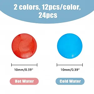 Наклейки на кран SUPERFINDINGS Індикатори гарячої та холодної води Епоксидна смола 10 мм Набір 24 шт. synthetic.ua - Фото 1