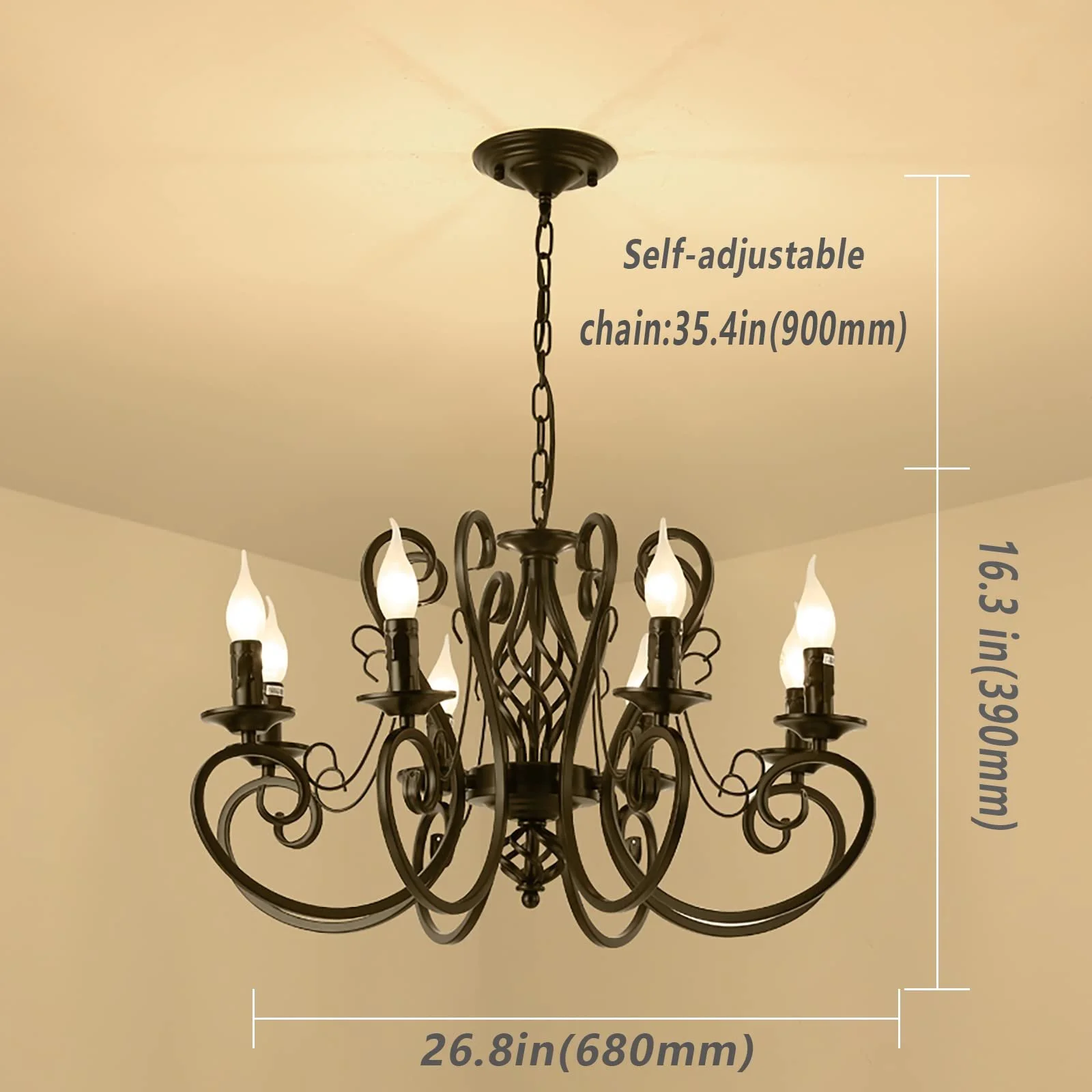 Люстра Ganeed Vintage French Country House 8 Lights Black, фото №3
