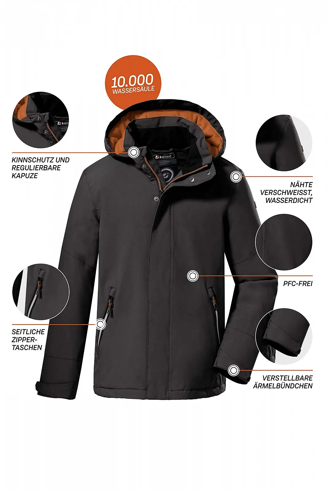 Куртка Killtec Kow 206 Bys Outdoor с капюшоном, фото №3 Куртка Killtec Kow 206 Bys Outdoor с капюшоном, фото №3