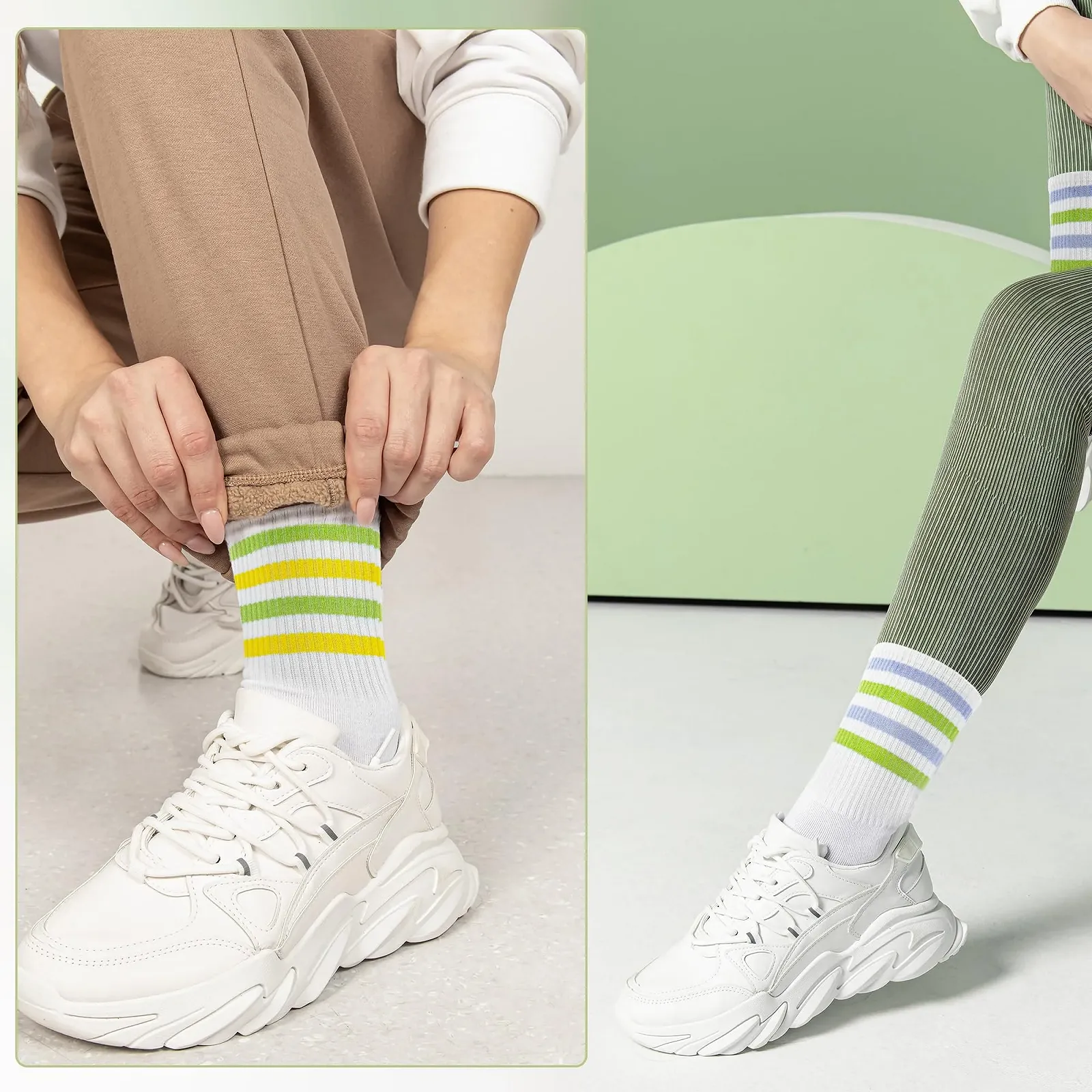 Жіночі тенісні шкарпетки 6 пар, бавовняні шкарпетки, спортивні шкарпетки, високі, фото №6 Жіночі тенісні шкарпетки 6 пар, бавовняні шкарпетки, спортивні шкарпетки, високі, фото №6