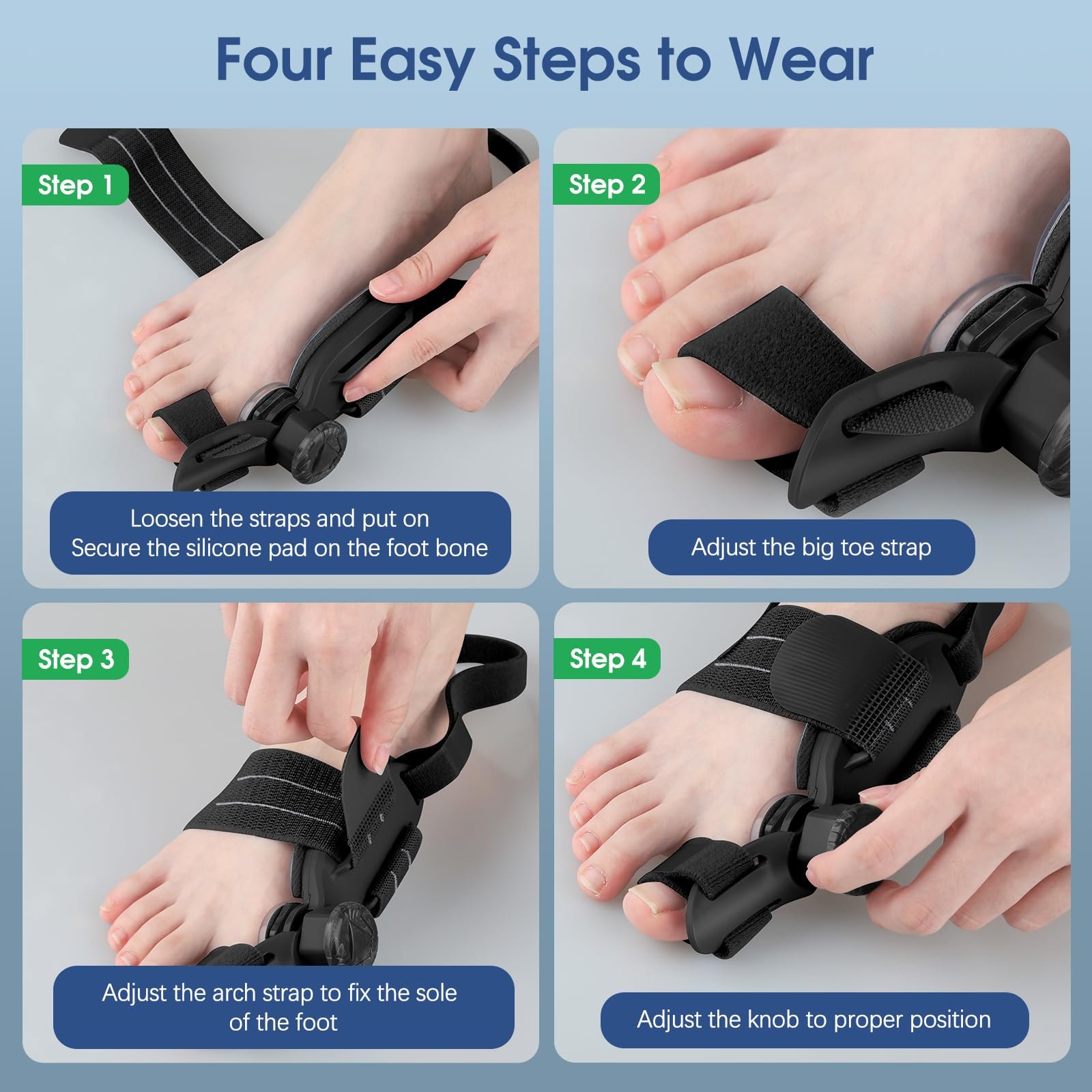 Коректор великого пальця стопи EVISTR Регульований Подвійна корекція для чоловіків і жінок Ліва і права нога Ортопедична шина, фото №7 Коректор великого пальця стопи EVISTR Регульований Подвійна корекція для чоловіків і жінок Ліва і права нога Ортопедична шина, фото №7