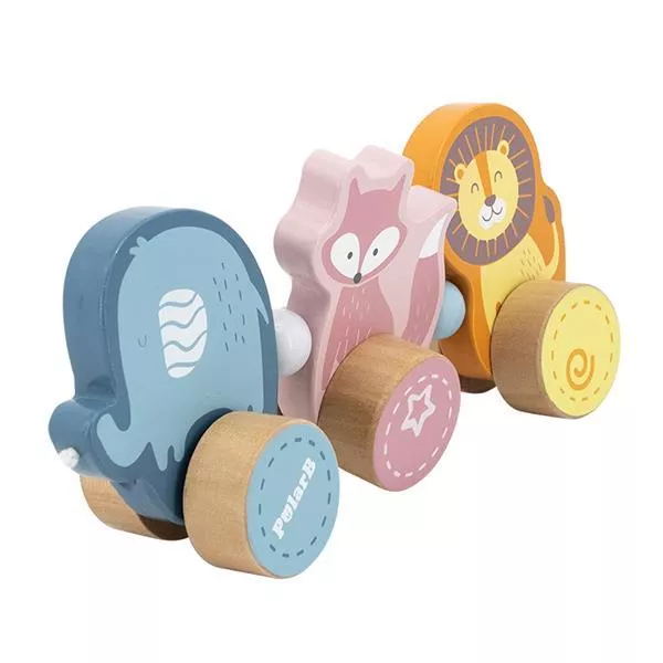 Деревянная каталка 3 в 1 для детей Viga Toys PolarB Зверята, фото №1