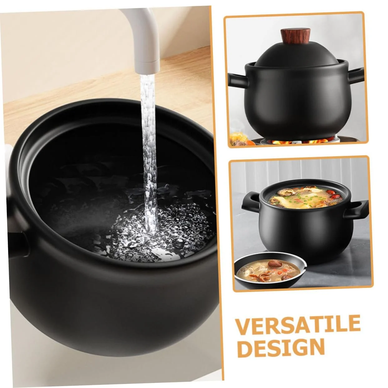 Кастрюля керамическая Ciieeo 3,6 л с ручкой термостойкая для газовой плиты, фото №9