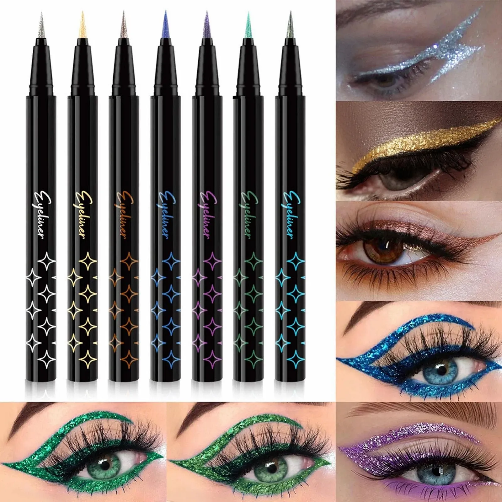 Підводка для очей TocaFeank Glitzer-Eyeliner-Stifte-Set, Багатобарвний, фото №7