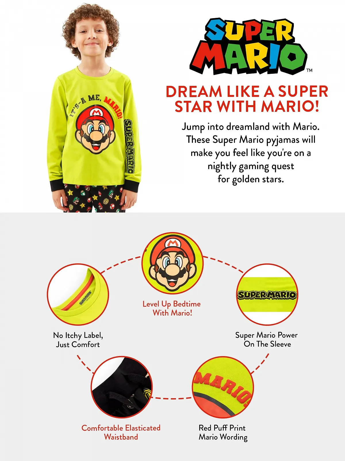 Піжама Super Mario Bros. Mario and Luigi для хлопчиків Довга, фото №6