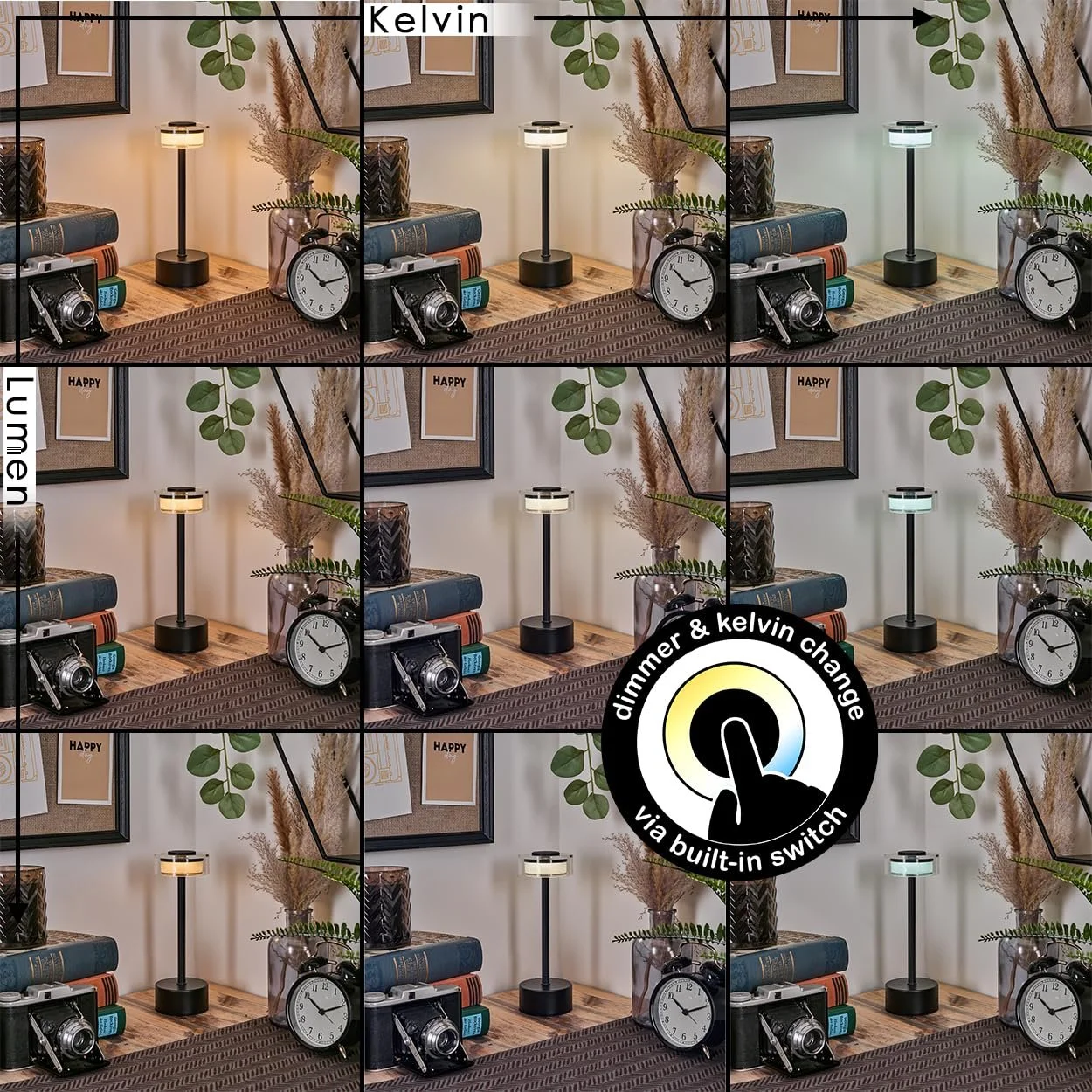 Настільна лампа HOFSTEIN Viada LED Modern Touch Dimmer CCT 2.5 Вт Black/Clear, фото №3