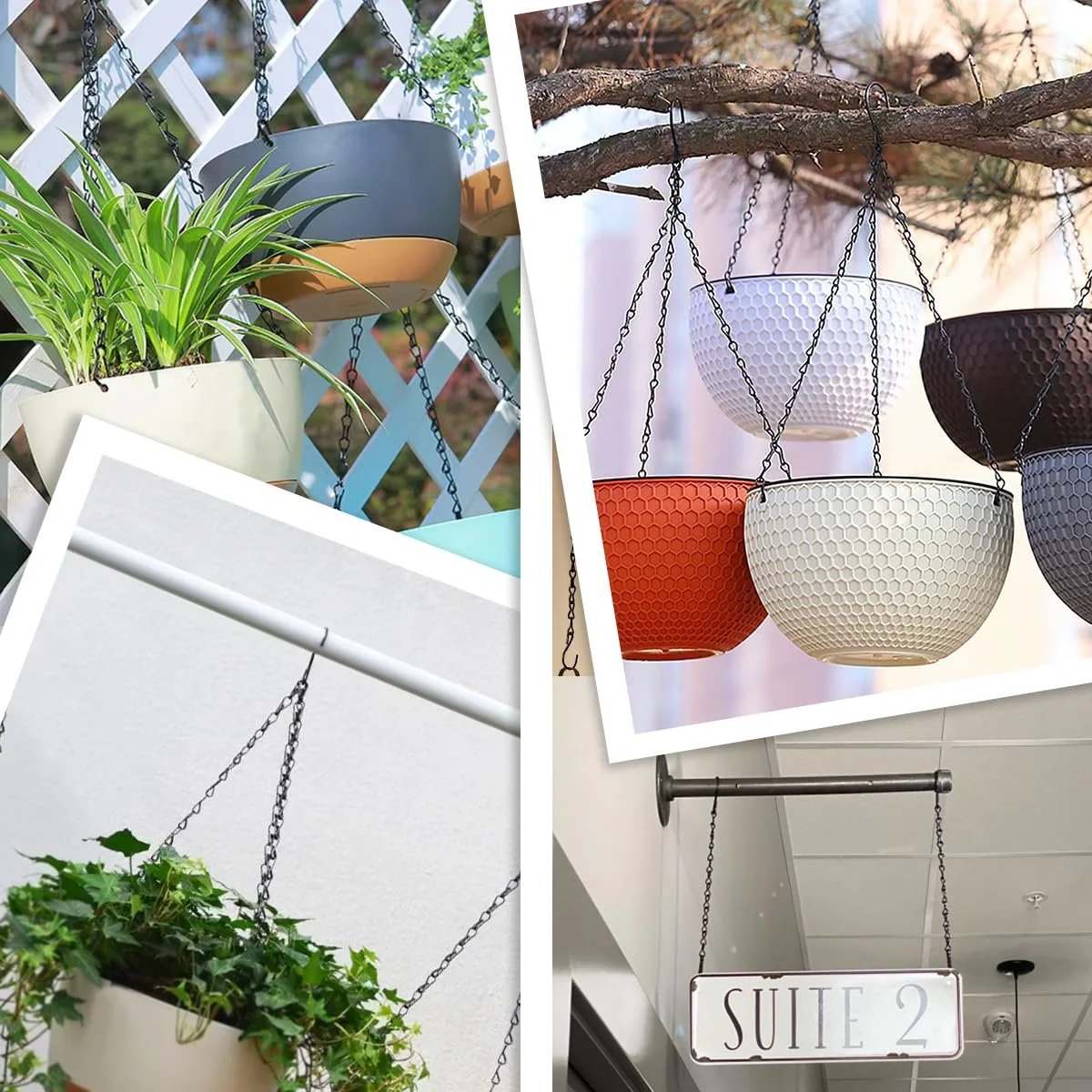 Цепи для подвешивания растений набор 20 шт. 24 см металлические поворотные Black, фото №6