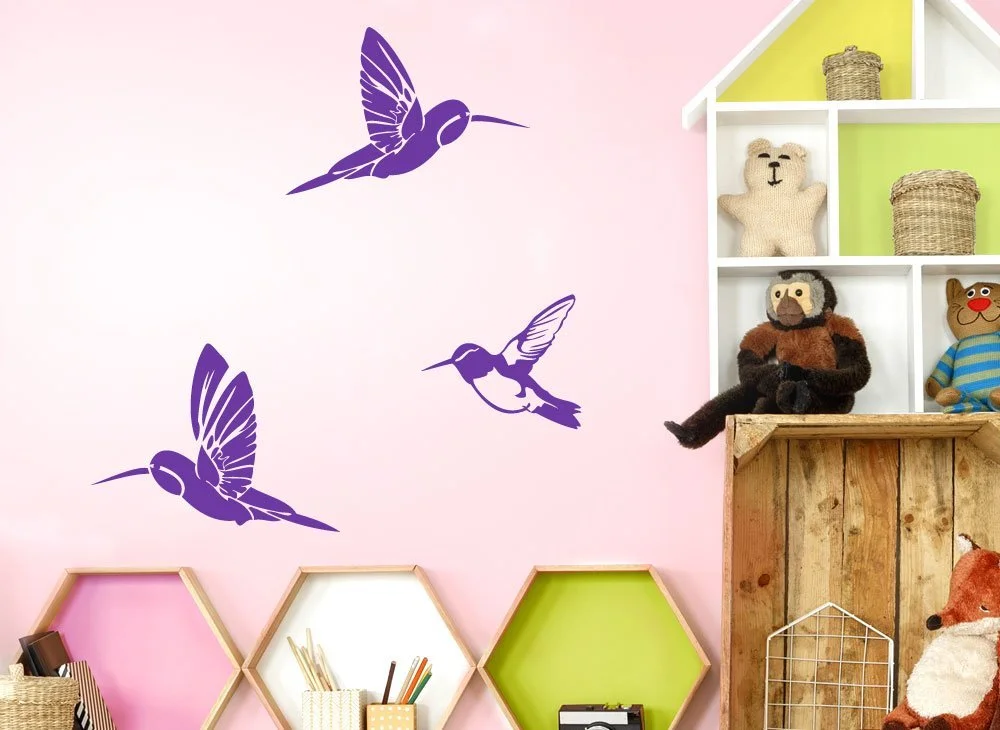 Набір наклейок на стіну Grandora Hummingbirds Колібрі W695 3 шт. Золотистий, фото №2