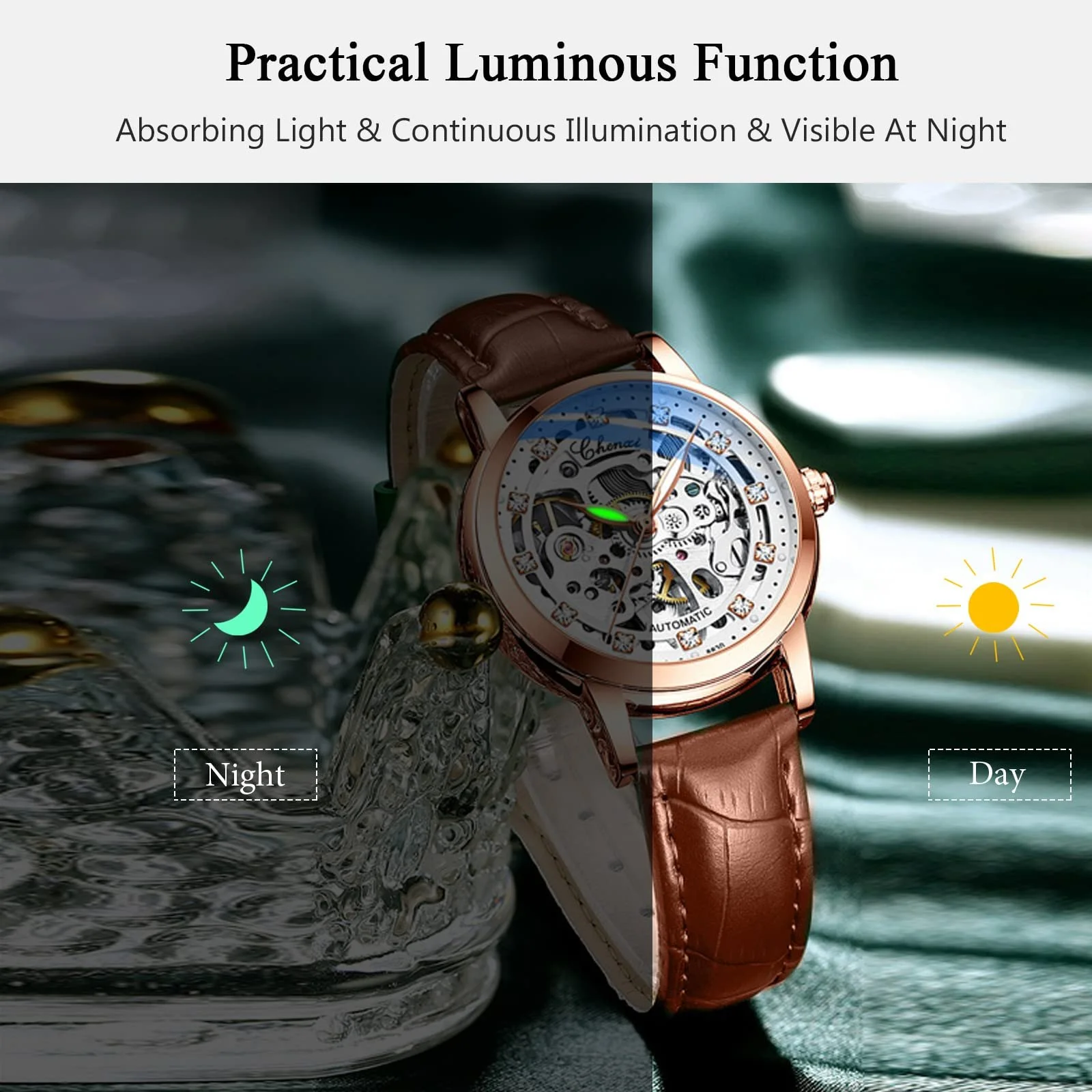 Механічний Автоматичний Годинник RORIOS Tourbillon Шкіряний Ремінець Коричневий, фото №4