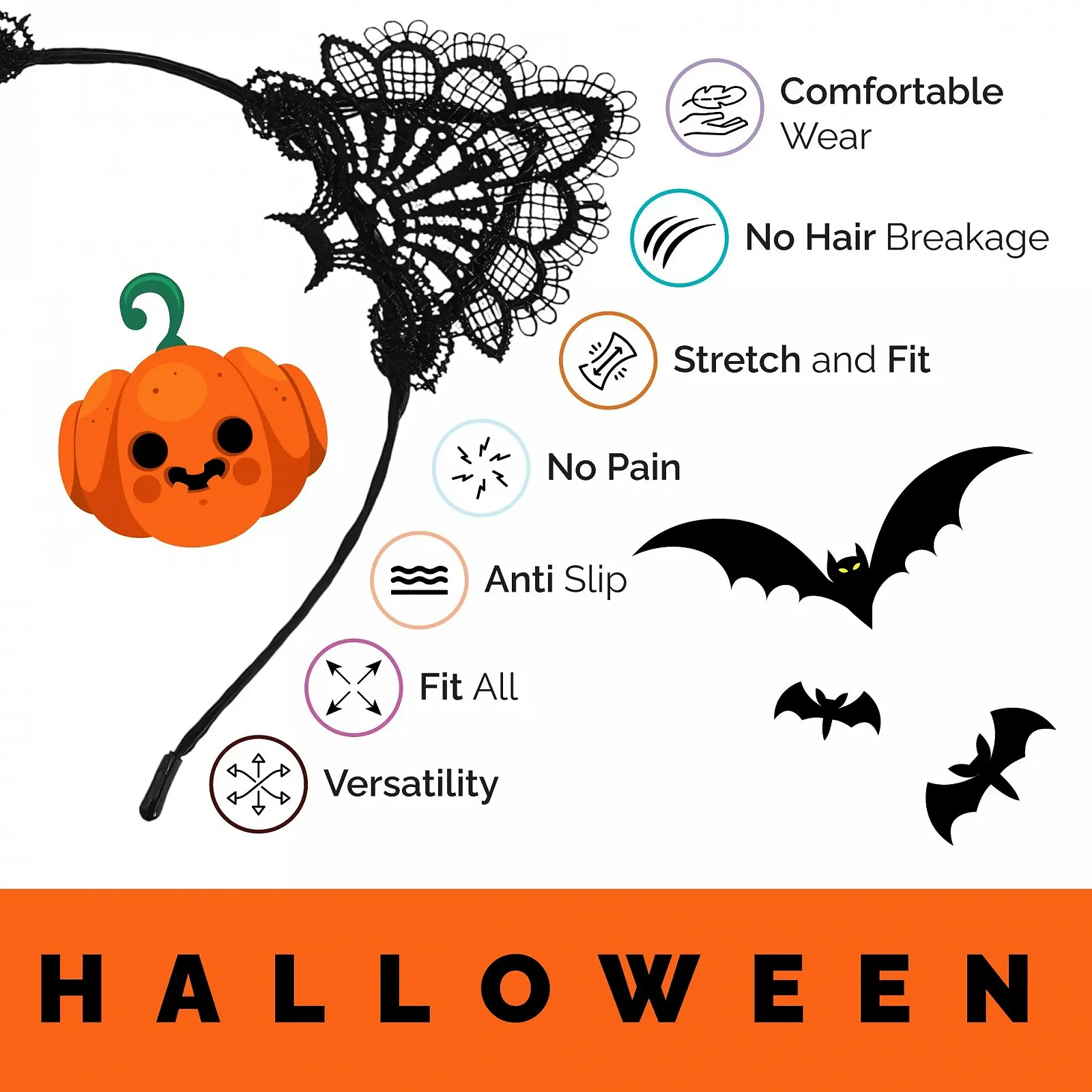 Обруч для волосся Вушка кота на Хелловін, фото №9