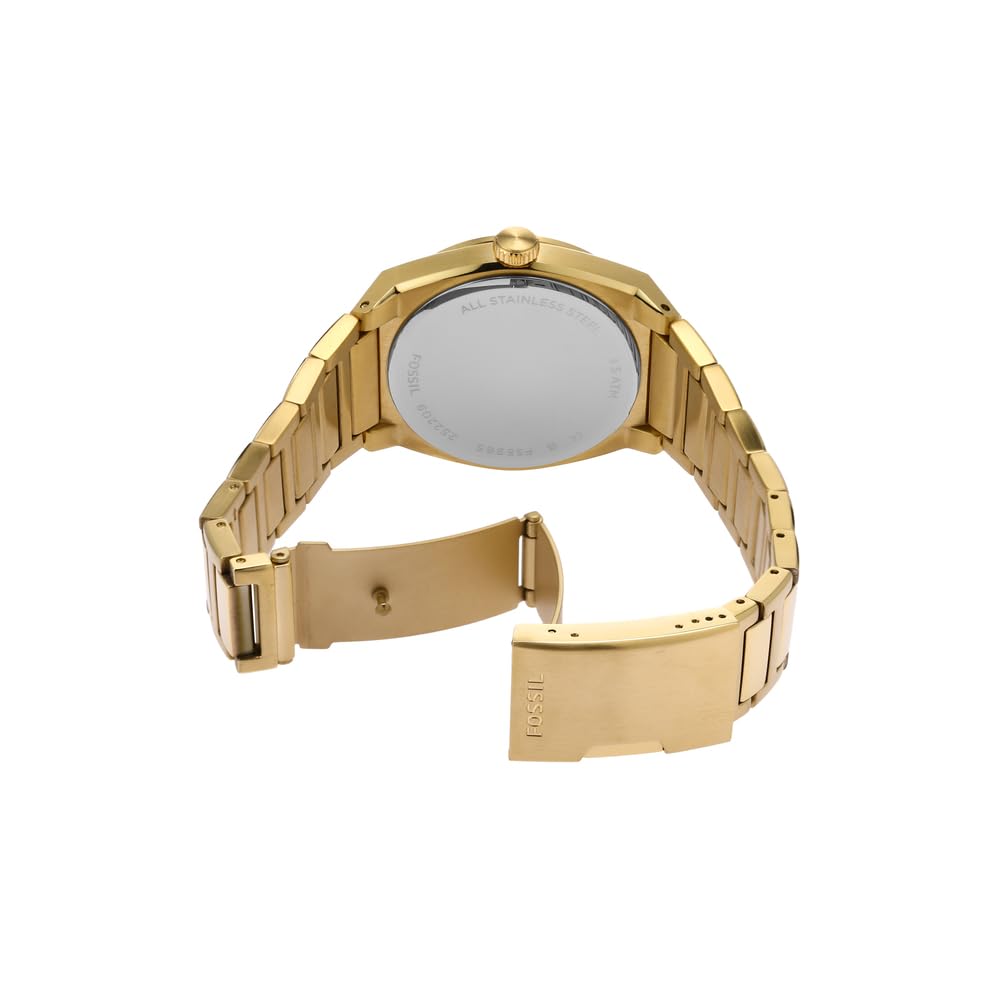 Часы Fossil Everett мужские, кварцевый механизм с тремя стрелками и датой с браслетом из нержавеющей стали или кожи, фото №6