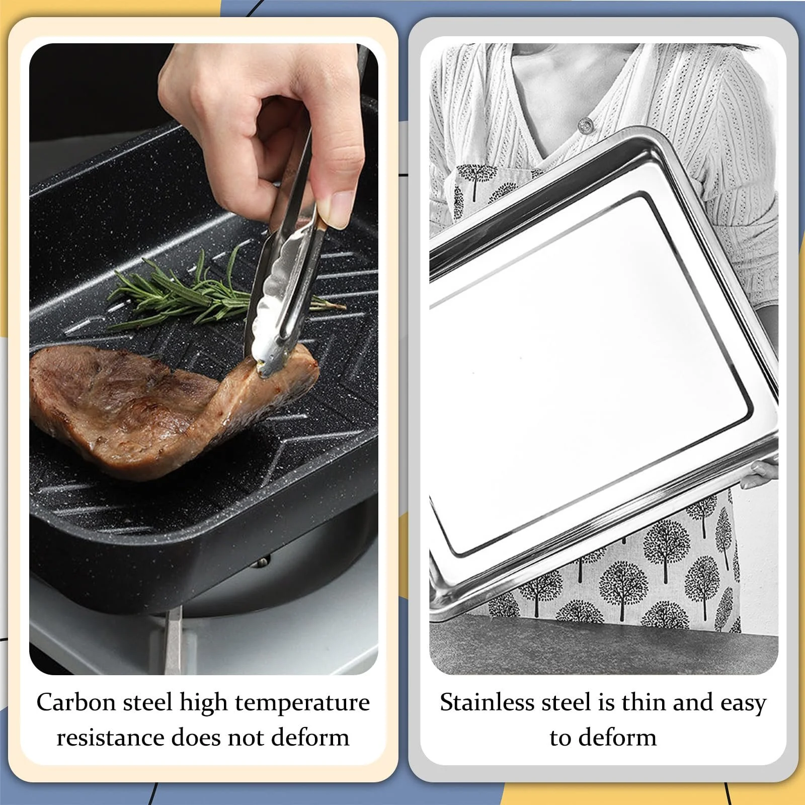 Форма для запекания ASelected прямоугольная с ручками из углеродистой стали 40 x 24 x 5,6 сантиметра, фото №4