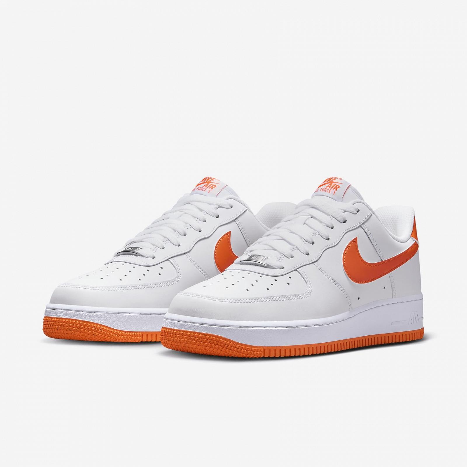 Кросівки Nike Air Force 1 '07 Чоловічі Білий/Білий/Safety Orange (FJ4146-109), фото №5
