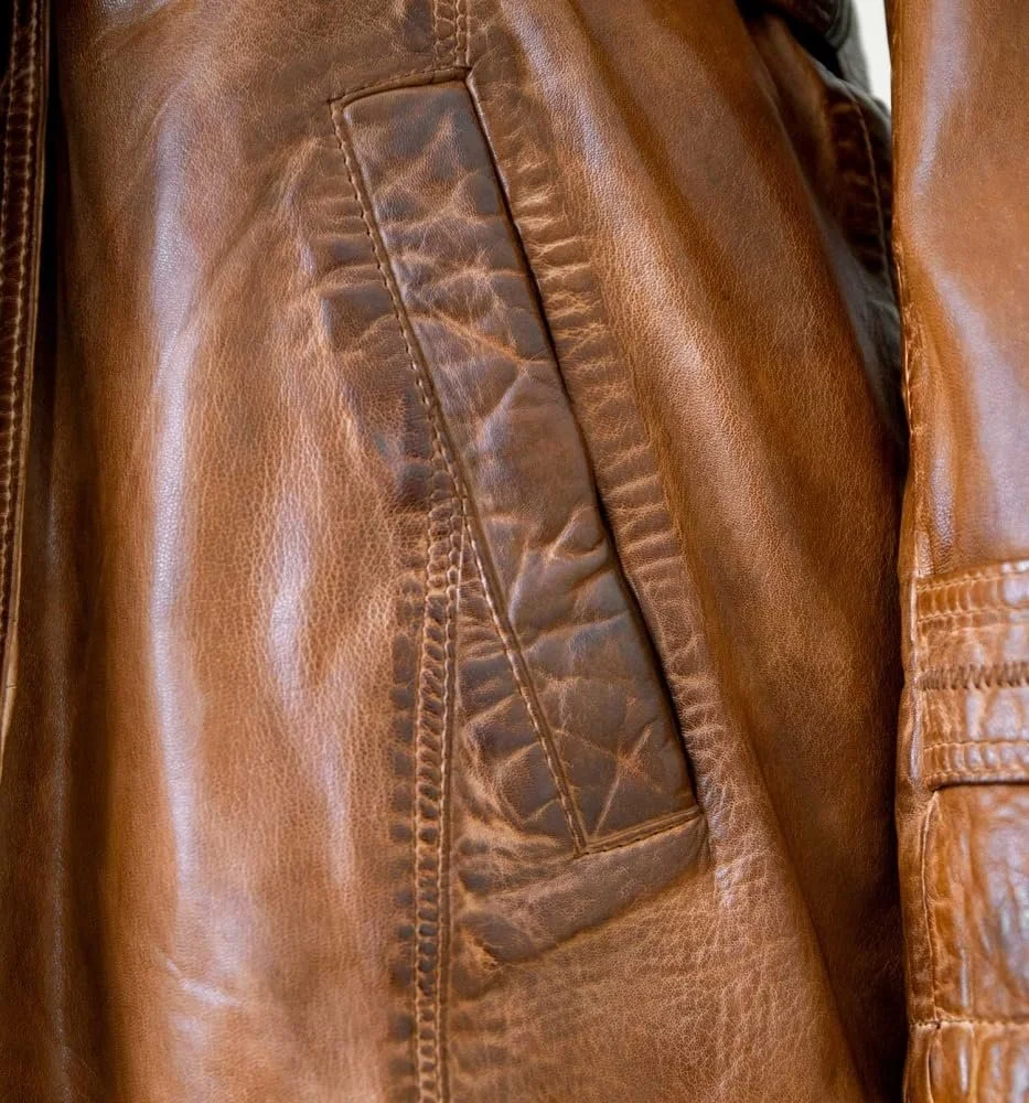 Шкіряне пальто MADDOX Lamb Nappa Cередній коричневий античний, фото №4 Шкіряне пальто MADDOX Lamb Nappa Cередній коричневий античний, фото №4