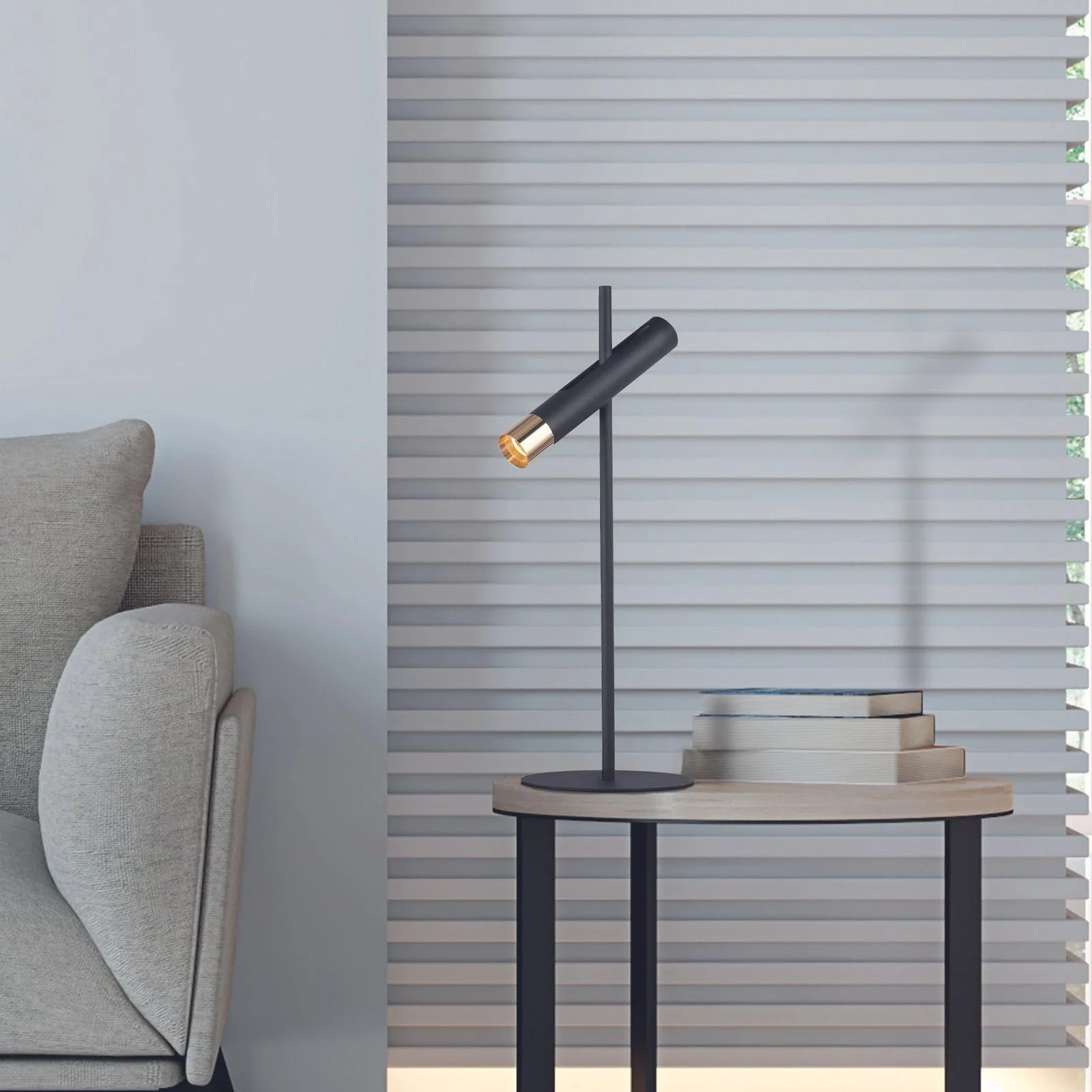 Настольная лампа Searchlight Lighting Cylinder Black and Gold 50.5 см, фото №5