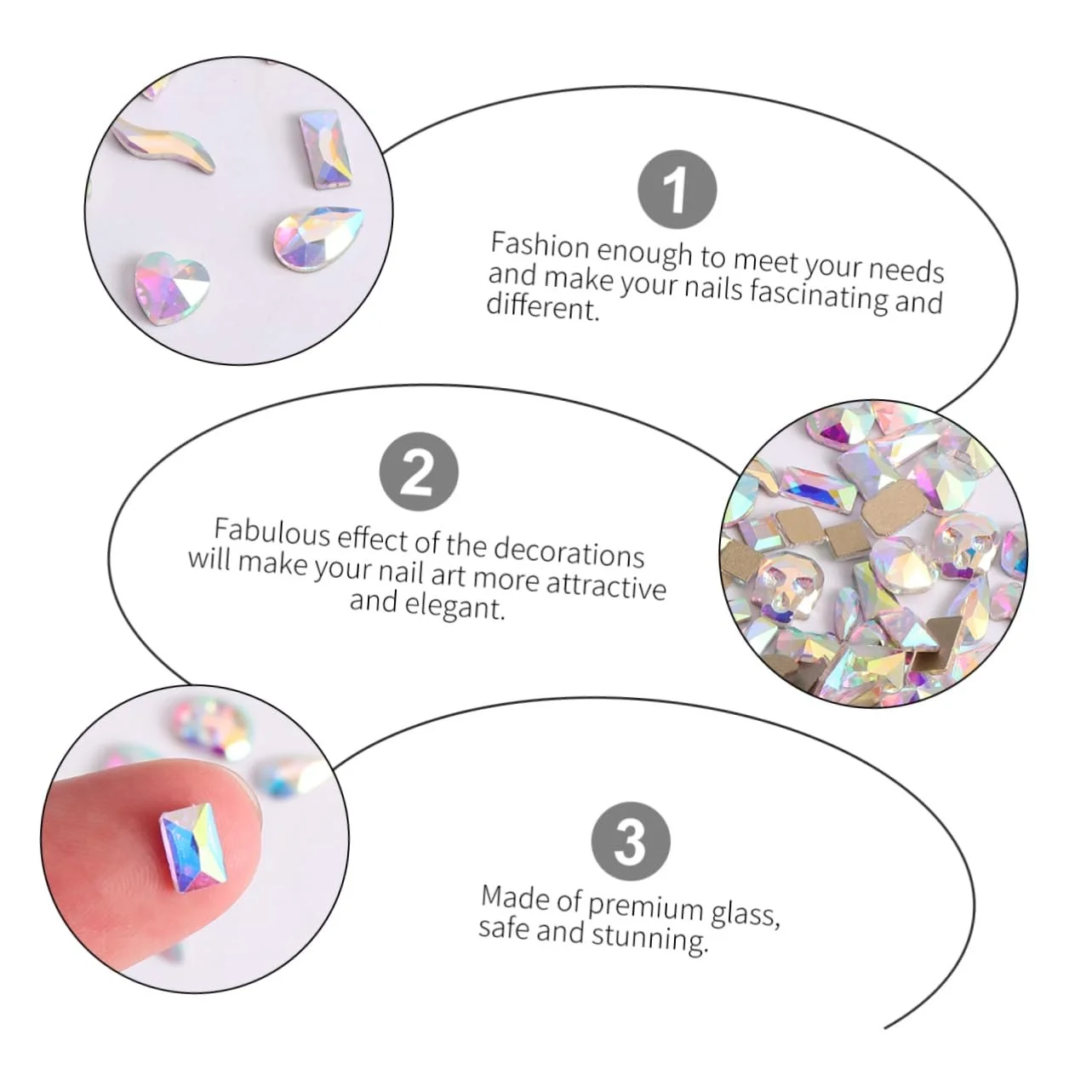 Стразы для ногтей FRCOLOR AB бриллиант 3D, 100 шт., фото №6 Стразы для ногтей FRCOLOR AB бриллиант 3D, 100 шт., фото №6
