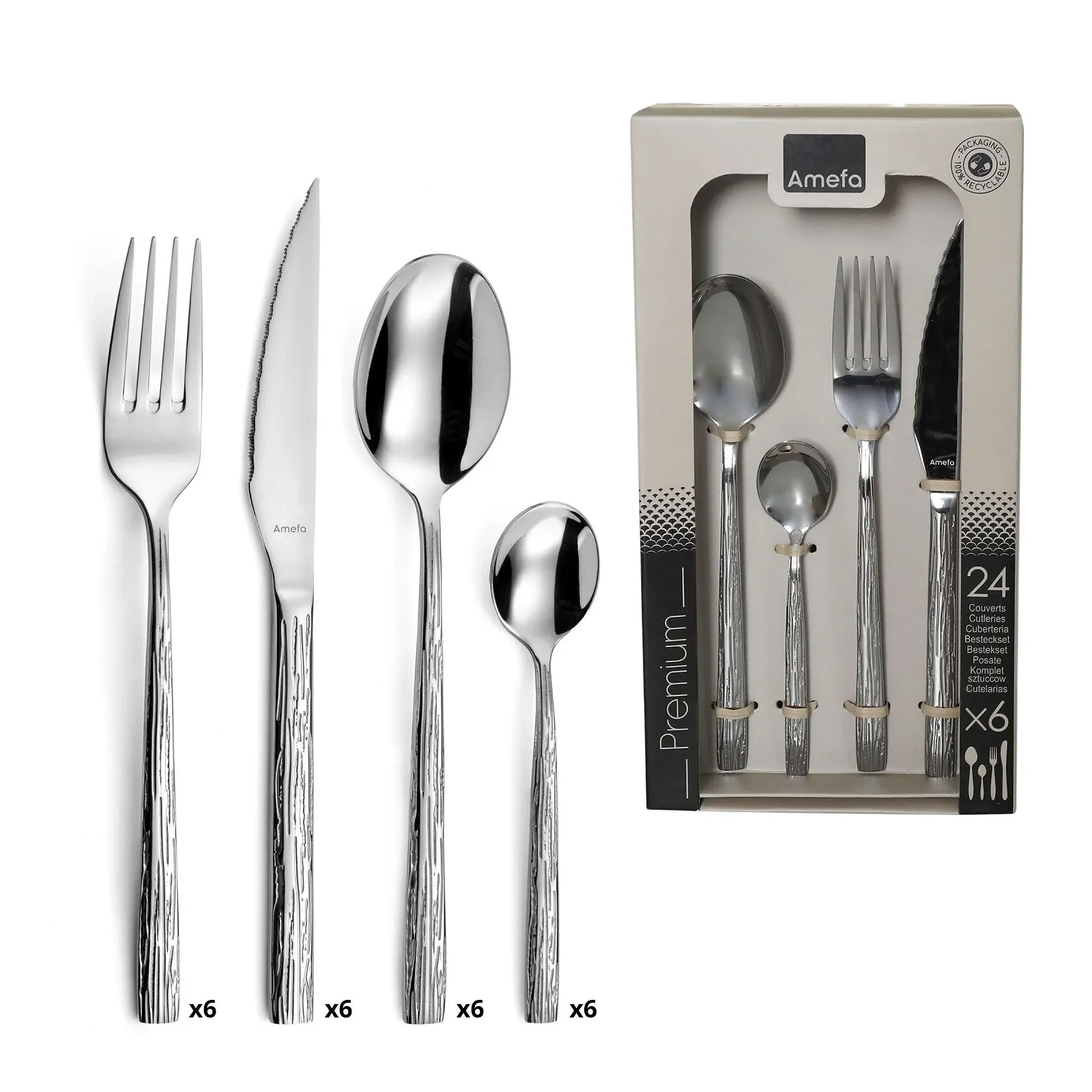 Набір столових приборів AMEFA Calligraphy на 6 персон, 24 предмети, нержавіюча сталь 18/0, полірована, фото №1 Набір столових приборів AMEFA Calligraphy на 6 персон, 24 предмети, нержавіюча сталь 18/0, полірована, фото №1