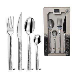 Набор столовых приборов AMEFA Calligraphy на 6 персон, 24 предмета, нержавеющая сталь 18/0, полированная - Фото 1