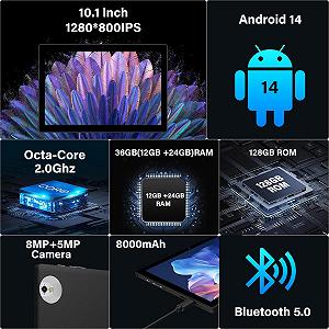 Планшет 10.1" LEVIRTU L211 12+24/128Gb 8 ядер Android 14 8000 mAh Black synthetic.ua - Фото 1